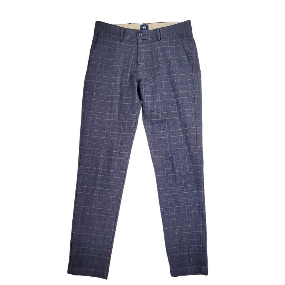 2/$20 Dockers Classic Grey With Red Line Plaid Pattern Dress Pants Size: W32 L32